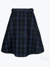 Tartan Flannel Side Tab A Line Skirt Blue - THOM BROWNE - BALAAN 2