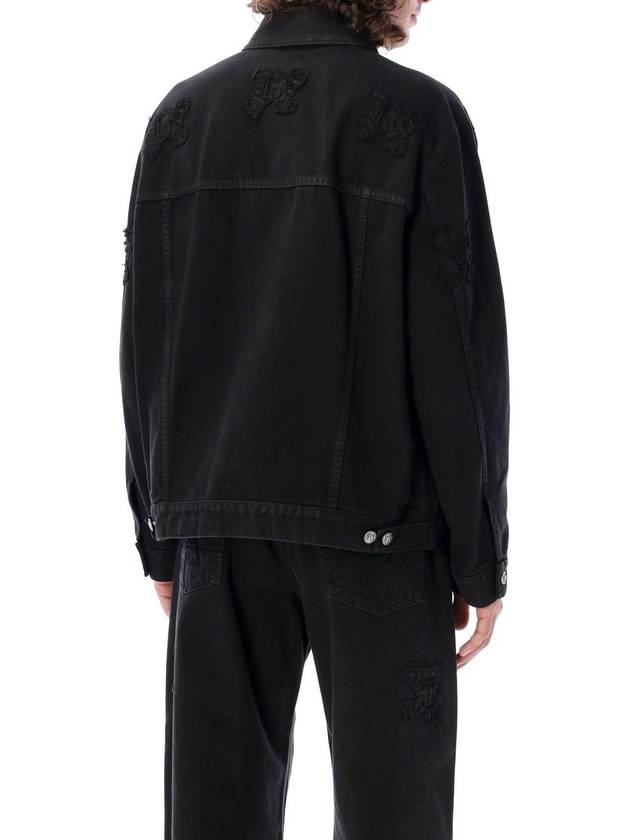 Palm Angels Monogram Series Denim Jacket Black - PALM ANGELS - BALAAN 3