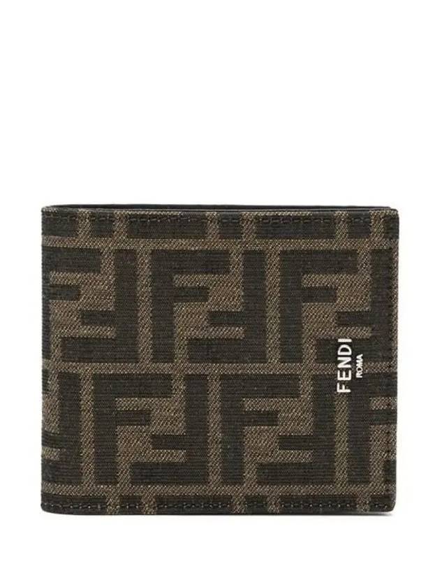 FF Fabric Leather Bifold Wallet Brown - FENDI - BALAAN 2