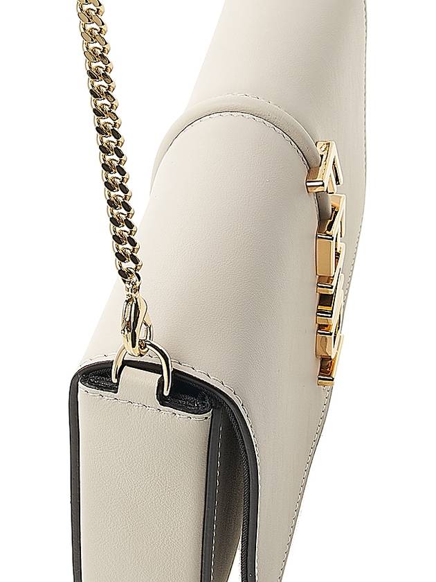 Fendigraphy Chain Leather Cross Bag White - FENDI - BALAAN 9