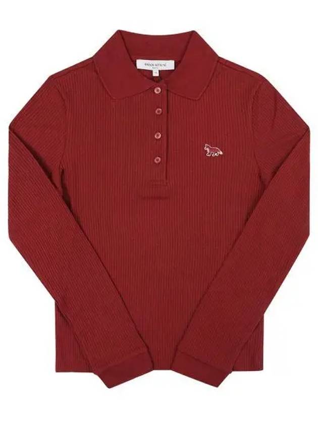 Maison Kitsune Logo Slim Fit Long Sleeve Pk Shirt Bordeaux - MAISON KITSUNE - BALAAN 2