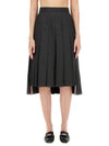 Super 120S Twill Below Knee Pleated Skirt Dark Grey - THOM BROWNE - BALAAN 2