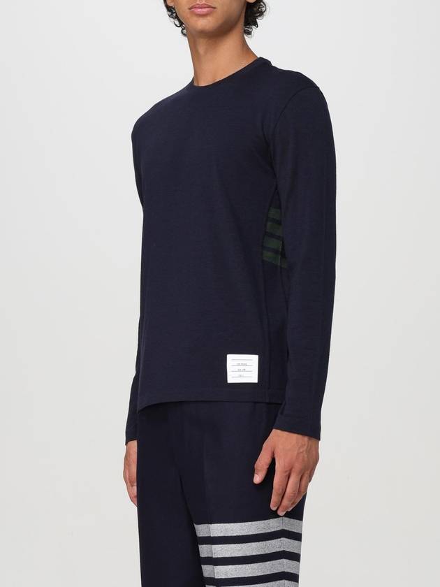 4 Bar Jersey Stretch Wool Knit Top Navy - THOM BROWNE - BALAAN 5