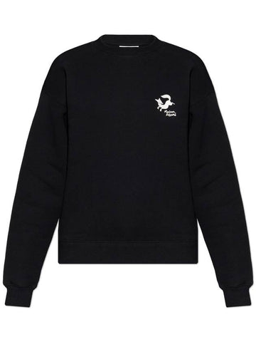 Maison Kitsuné Sweatshirt With Embroidered Logo, Women's, Black - MAISON KITSUNE - BALAAN 1