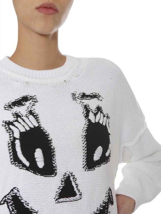 Women's Knit Crew Neck Knit Top White - MOSCHINO - BALAAN 3