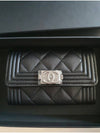 Boy  Flap Card Holder Grained Calfskin Ruthenium Black - CHANEL - BALAAN 3