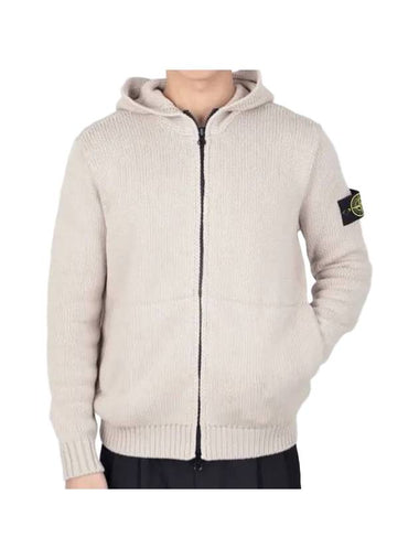 Smooth Knit Cotton Nylon Badge Zip Up Hoodie Dove Grey - STONE ISLAND - BALAAN 1