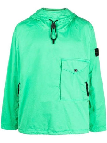 Supima Logo Patch Cotton Twill Anorak Green - STONE ISLAND - BALAAN 1