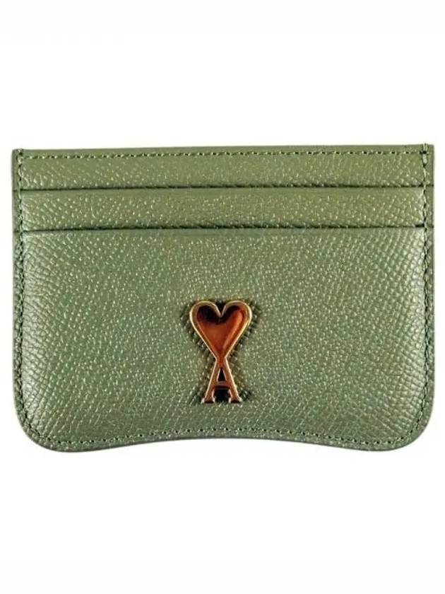 Paris heart logo card wallet olive USL104AL 0036 351 1059318 - AMI - BALAAN 1