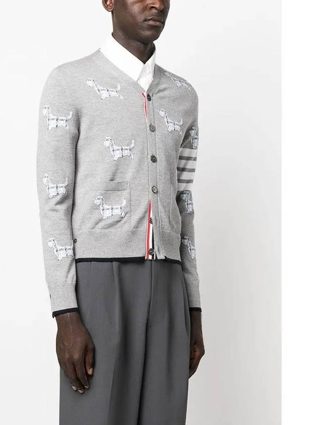 Hector Motif 4 Bar Cardigan Grey - THOM BROWNE - BALAAN 5