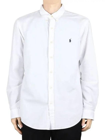 Men s Logo Embroidered Slim Fit Long Sleeve Shirt White 710736557 002 - POLO RALPH LAUREN - BALAAN 1