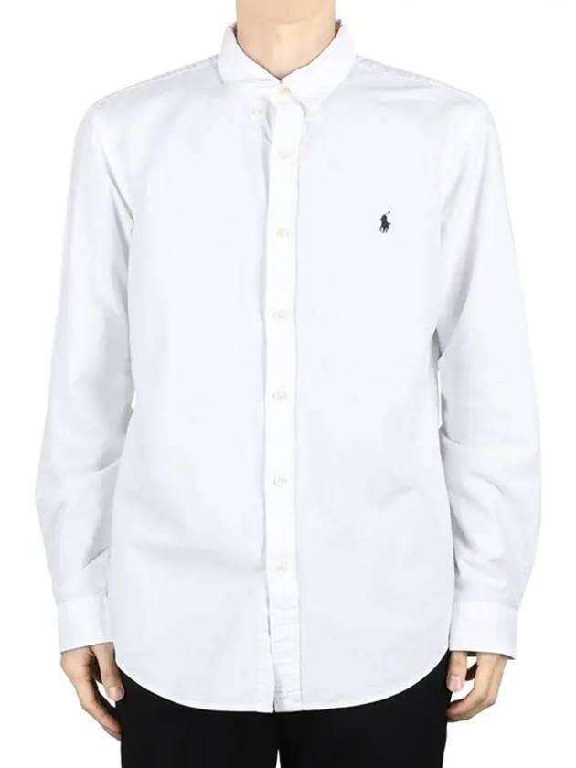 Men s Logo Embroidered Slim Fit Long Sleeve Shirt White 710736557 002 - POLO RALPH LAUREN - BALAAN 2