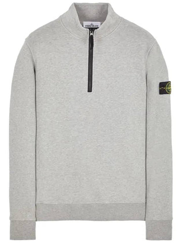 Wappen Patch Half Zip-up Sweatshirt Melange Grey - STONE ISLAND - BALAAN 1