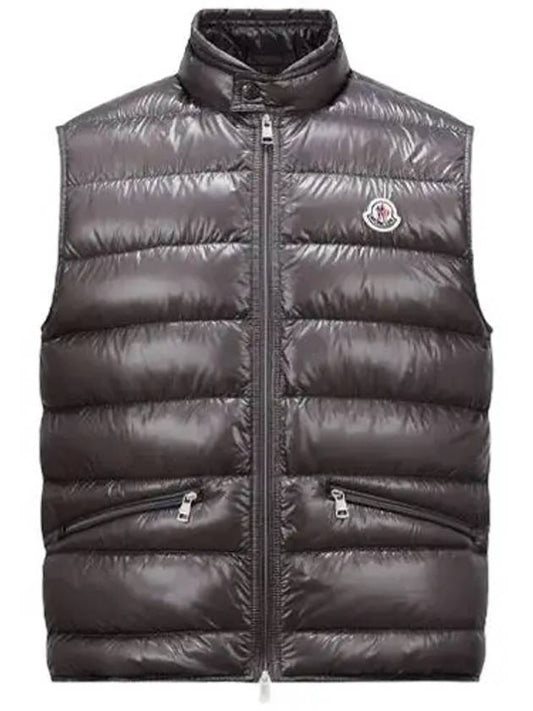 GUI logo patch padded vest dark gray men s jacket 1A10700 53029 946 - MONCLER - BALAAN 1