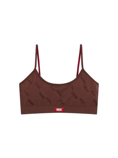 Women s Logo Pattern Stretch Bra Dark Brown - DIESEL - BALAAN 1