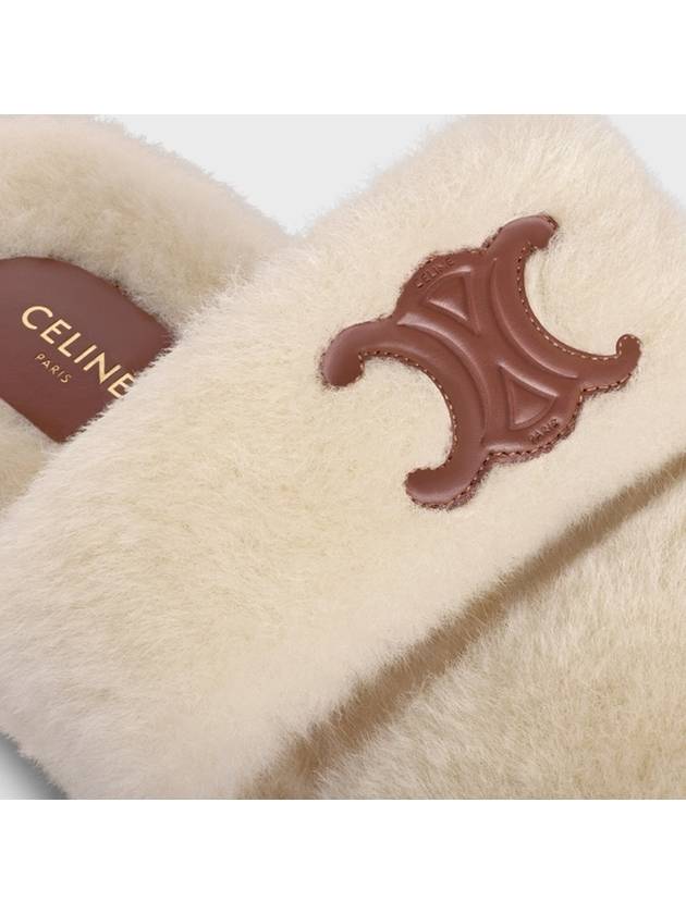 Slippers Triomphe Fur Slides Shearling Ivory - CELINE - BALAAN 9