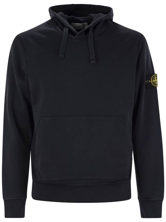 Organic Cotton Fleece Hood Navy - STONE ISLAND - BALAAN 2