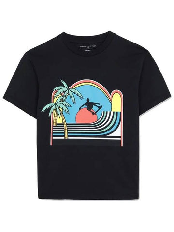 Women's Palm Tree Skater T-Shirt 602253 SQJ42 1000 - STELLA MCCARTNEY - BALAAN 1