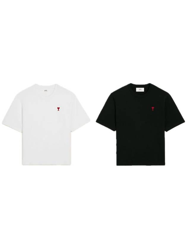 Small Heart Logo Boxy Fit Short Sleeve T-Shirt Black - AMI - BALAAN 2