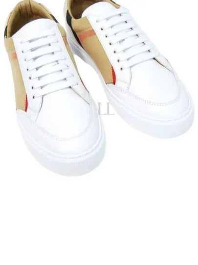 House Check Leather Sneakers Optic White - BURBERRY - BALAAN 2