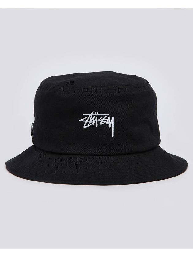 Embroidered Logo Stock Bucket Hat Black - STUSSY - BALAAN 3