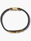 Saint Laurent YSL Gold Monogram Logo Leather Bracelet Black - SAINT LAURENT - BALAAN 3