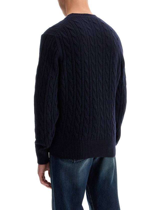 Cable Carded Wool Crew Neck Knit Top Blue - LACOSTE - BALAAN 4