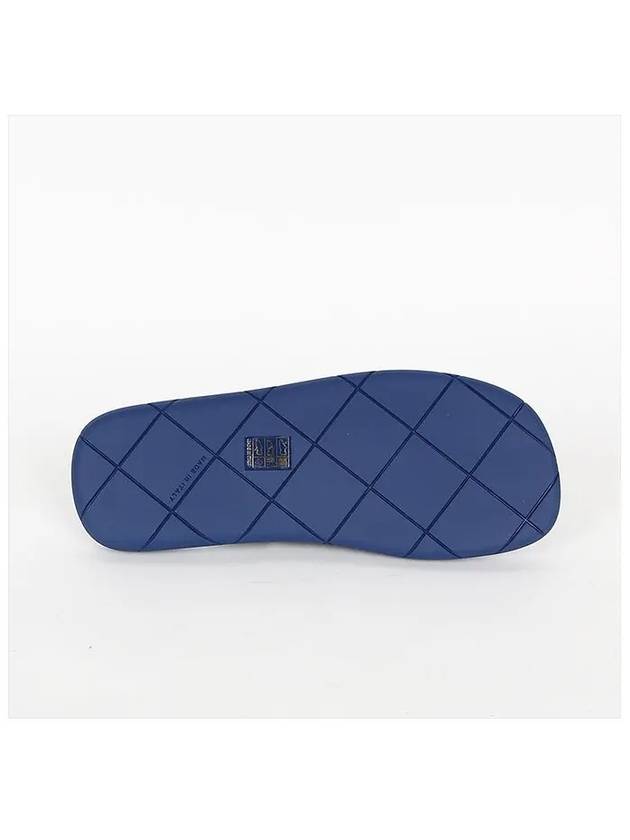 Men's Intrecciato Flat Slippers Navy Blue - BOTTEGA VENETA - BALAAN.