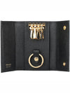 Saffiano Triangle Logo Key Holder Black - PRADA - BALAAN 5