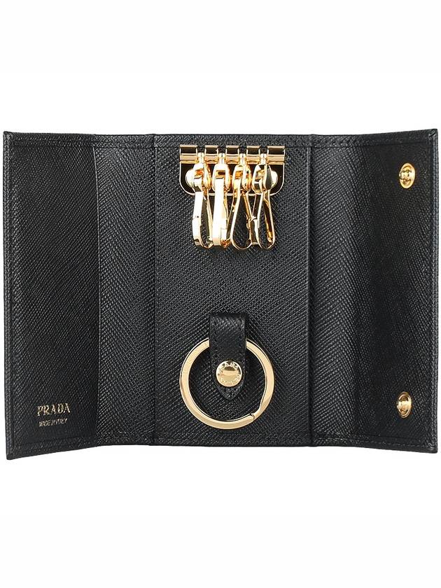 Saffiano Triangle Logo Key Holder Black - PRADA - BALAAN 5