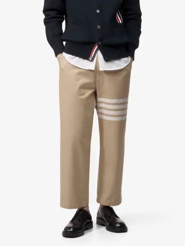 4 Bar Stripe Cotton Straight Pants Beige - THOM BROWNE - BALAAN 2