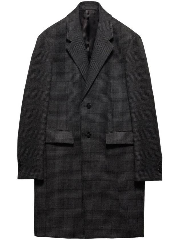 Wool Single Breasted Coat Grey - PRADA - BALAAN 1