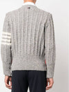 Donegal Twist Cable 4 Bar Classic V Neck Cardigan Light Grey - THOM BROWNE - BALAAN 4