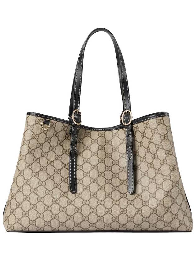 Beige dark brown fabric GG emblem medium tote bag 815213FAD6L9741 - GUCCI - BALAAN 1