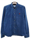 De Coeur Embroidered Denim Long Sleeve Shirt Blue - AMI - BALAAN 2