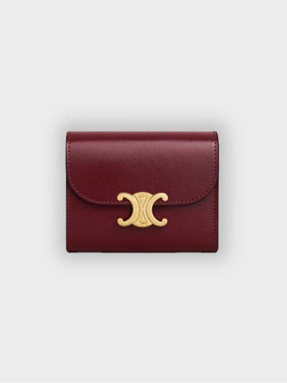 Triomphe Small Shiny Calfskin Half Wallet Light Burgundy - CELINE - BALAAN 2