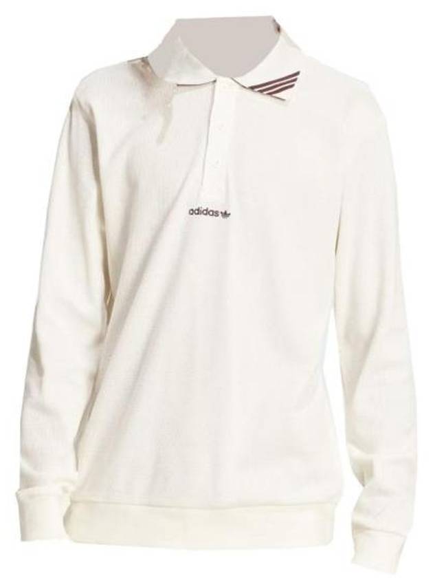 Embroidered Logo Long Sleeve Polo Shirt Off White - ADIDAS - BALAAN 2