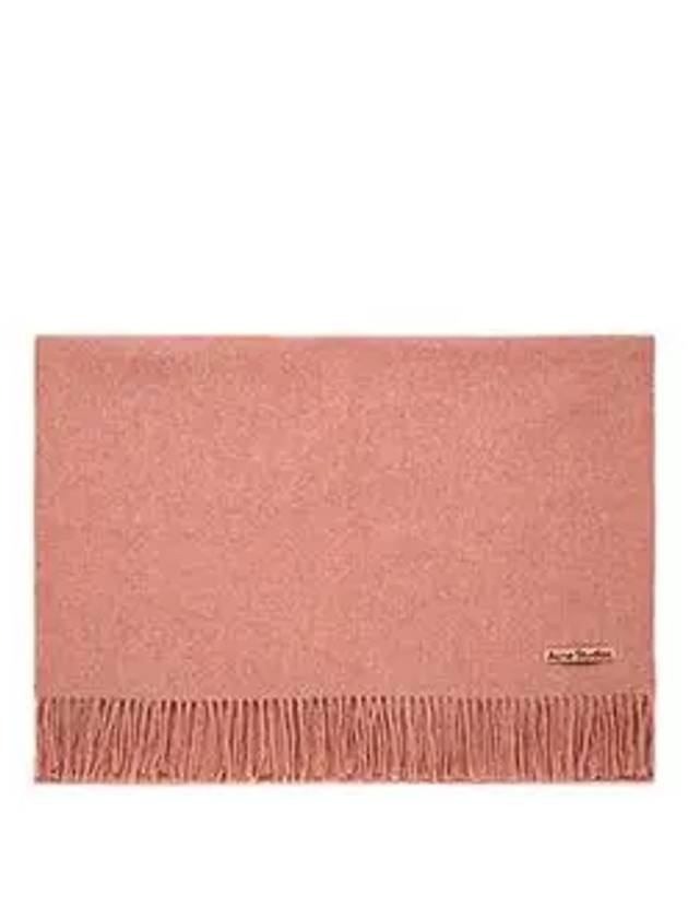 Logo Wool Fringe Scarf Rose Melange - ACNE STUDIOS - BALAAN 6