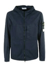 Men's Wappen Patch Supima Cotton Hooded Jacket Navy - STONE ISLAND - BALAAN 2