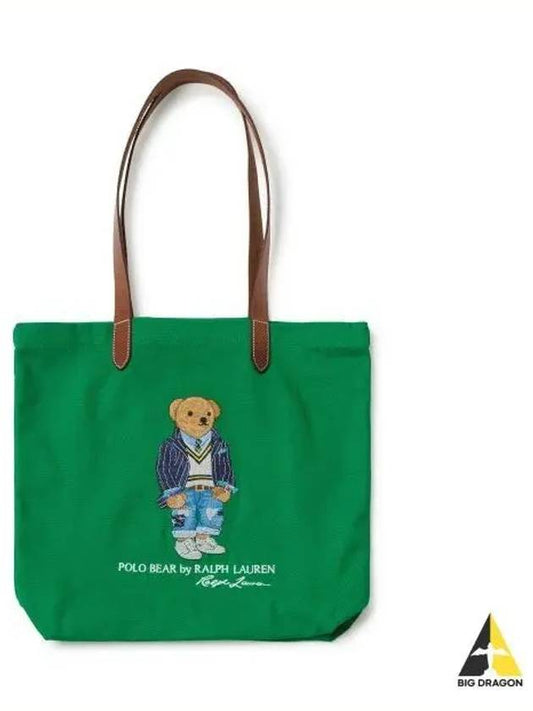 Polo Bear Twill Shopper Tote Green - POLO RALPH LAUREN - BALAAN 1