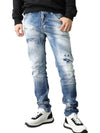 Distressed Washed Slim Jeans Blue - DSQUARED2 - BALAAN 3