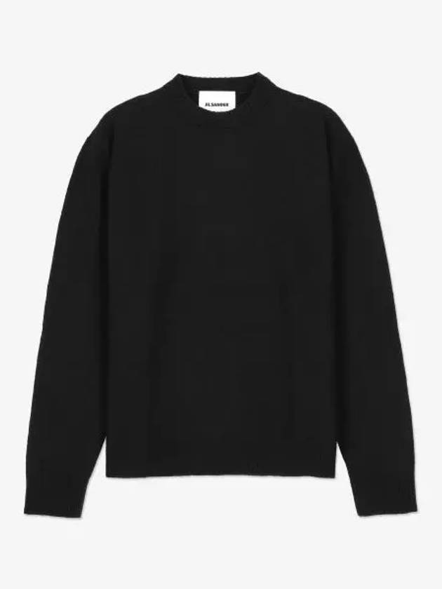 Crewneck Wool Knit Top Black - JIL SANDER - BALAAN 2