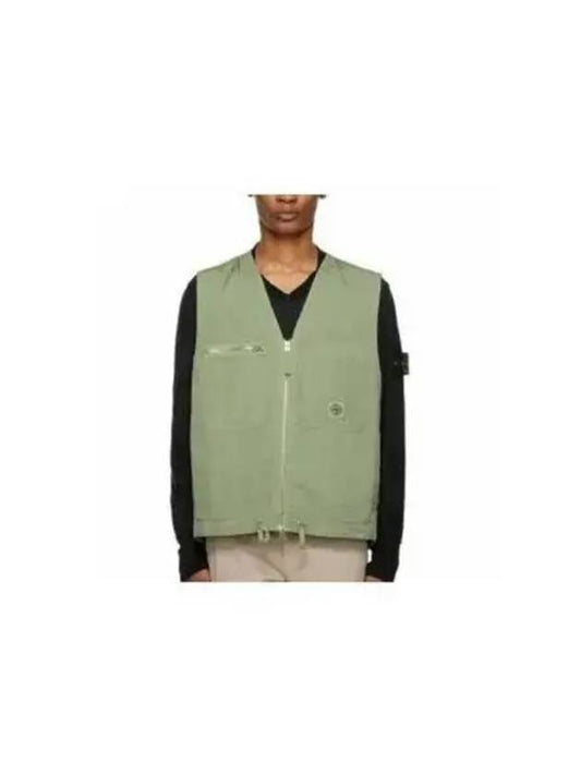 Cupro Cotton Twill TC Logo Patch Vest Green - STONE ISLAND - BALAAN 2