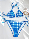 Women's Check Stretch Nylon Bikini Vivid Blue - BURBERRY - BALAAN 2