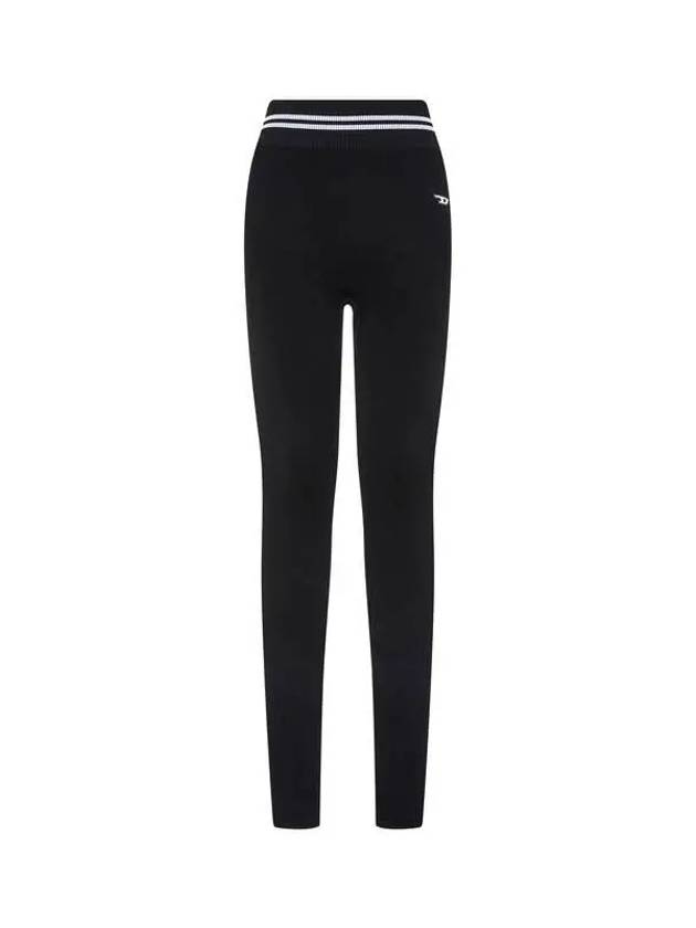 Women's Ribbed Color Line Leggings Black 271029 - DIESEL - BALAAN 1