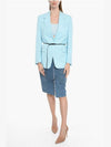 Belted Wool Blazer Jacket Light Blue - BOTTEGA VENETA - BALAAN 5