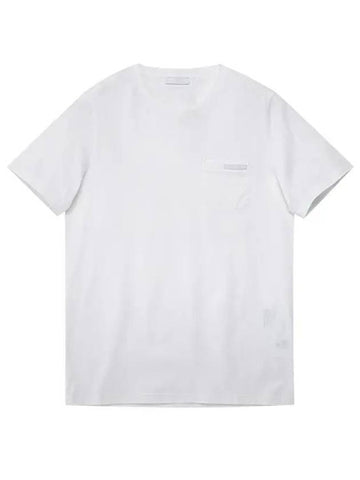 Men's Pocket Embroidery Logo Short Sleeve T-Shirt White - PRADA - BALAAN 1