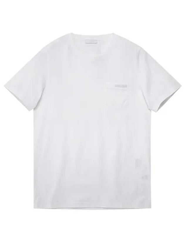 Men's Pocket Embroidery Logo Short Sleeve T-Shirt White - PRADA - BALAAN 2