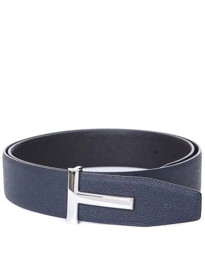 Men's T Logo Reversible Leather Belt Navy - TOM FORD - BALAAN 2