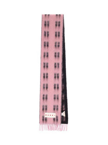 Logo Alpaca Wool Muffler Pink - MARNI - BALAAN 1